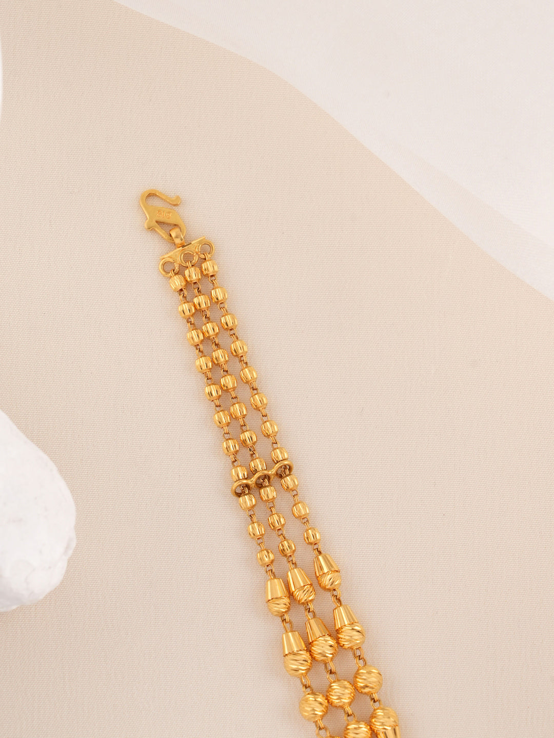 Triple Layer Ball Fancy Gold Bracelet