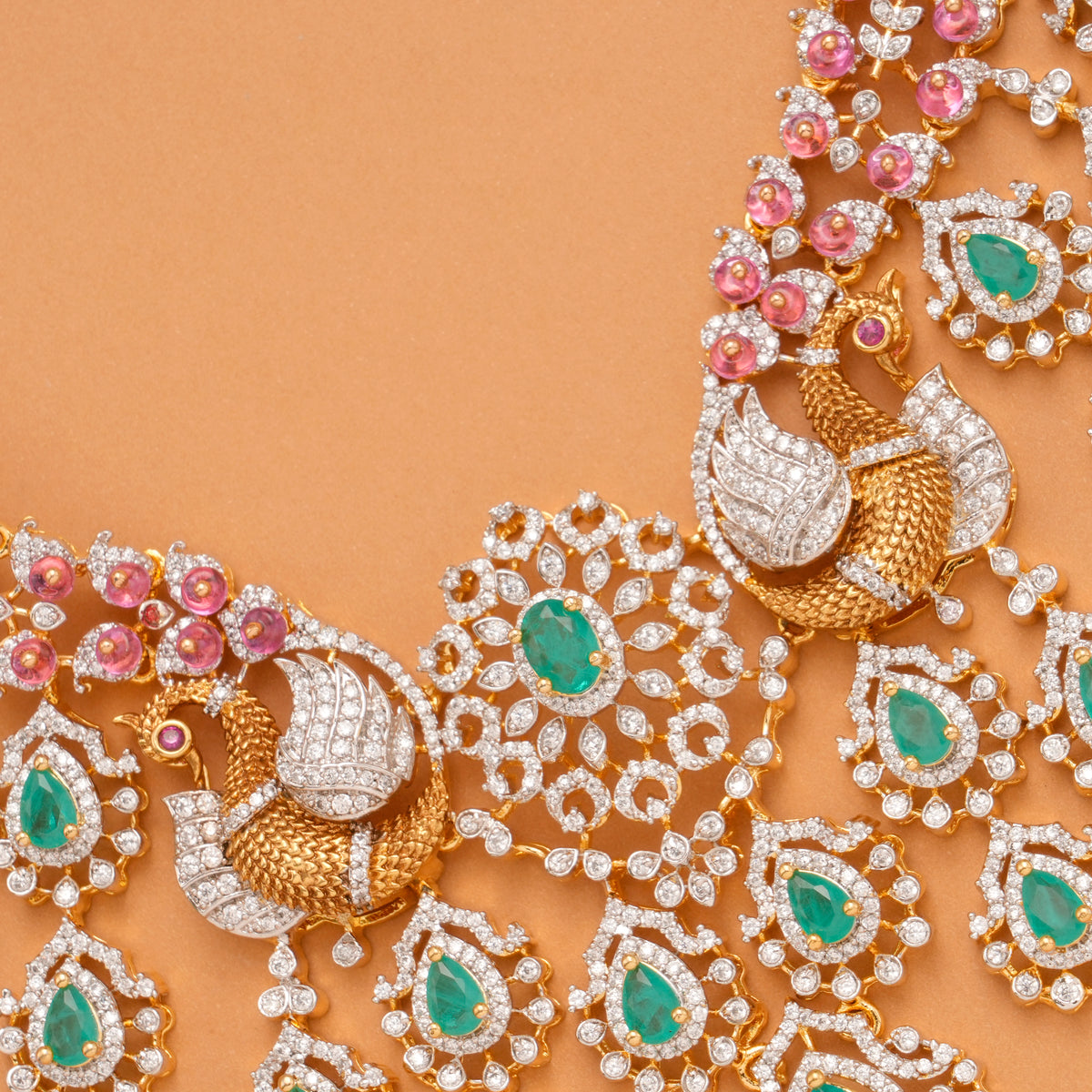 Luxury Peacock Design Golden Necklace Set