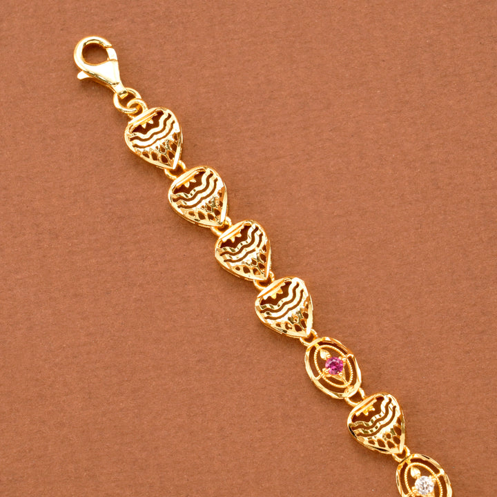 Leaf Pattern Nagas Silver Gold Plated Bracelet