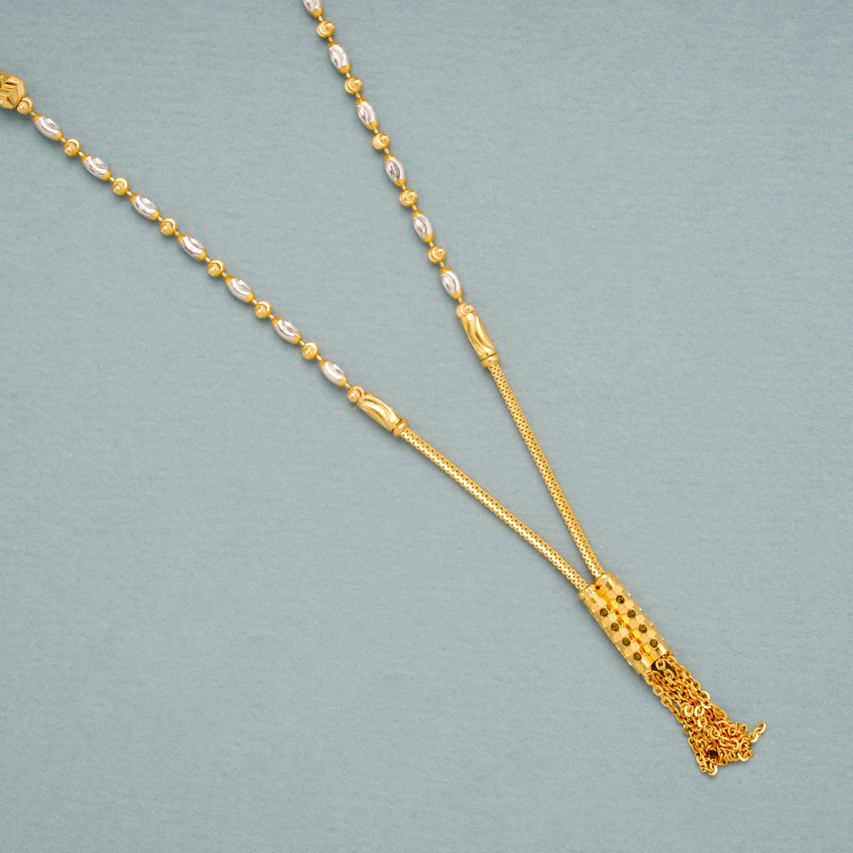 Textured Two Tone Gold Tassel Chain