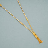 Textured Two Tone Gold Tassel Chain