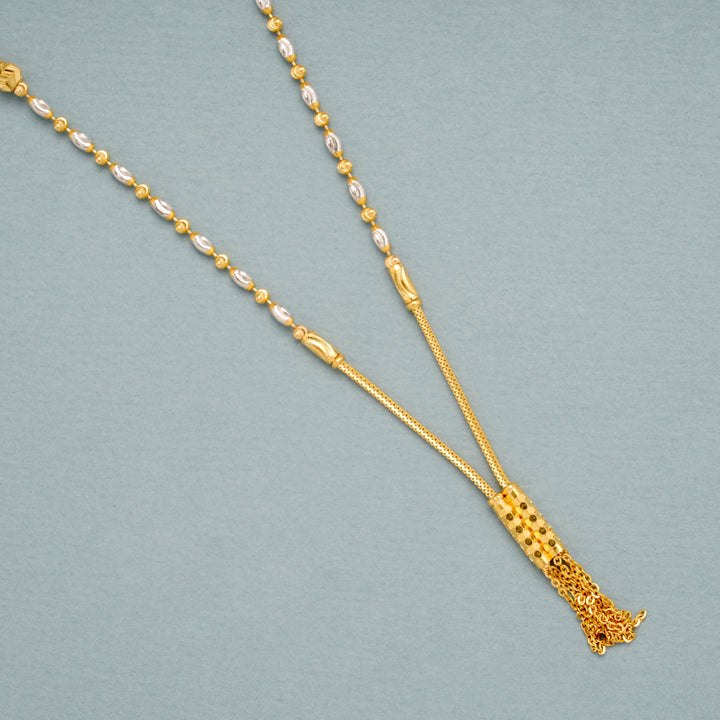 Textured Two Tone Gold Tassel Chain