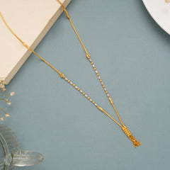 Textured Two Tone Gold Tassel Chain
