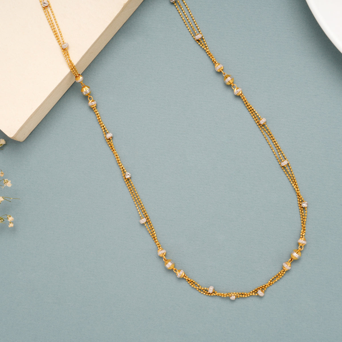 Minimal Sleek Balls with Layer Dual Tone Gold Chain