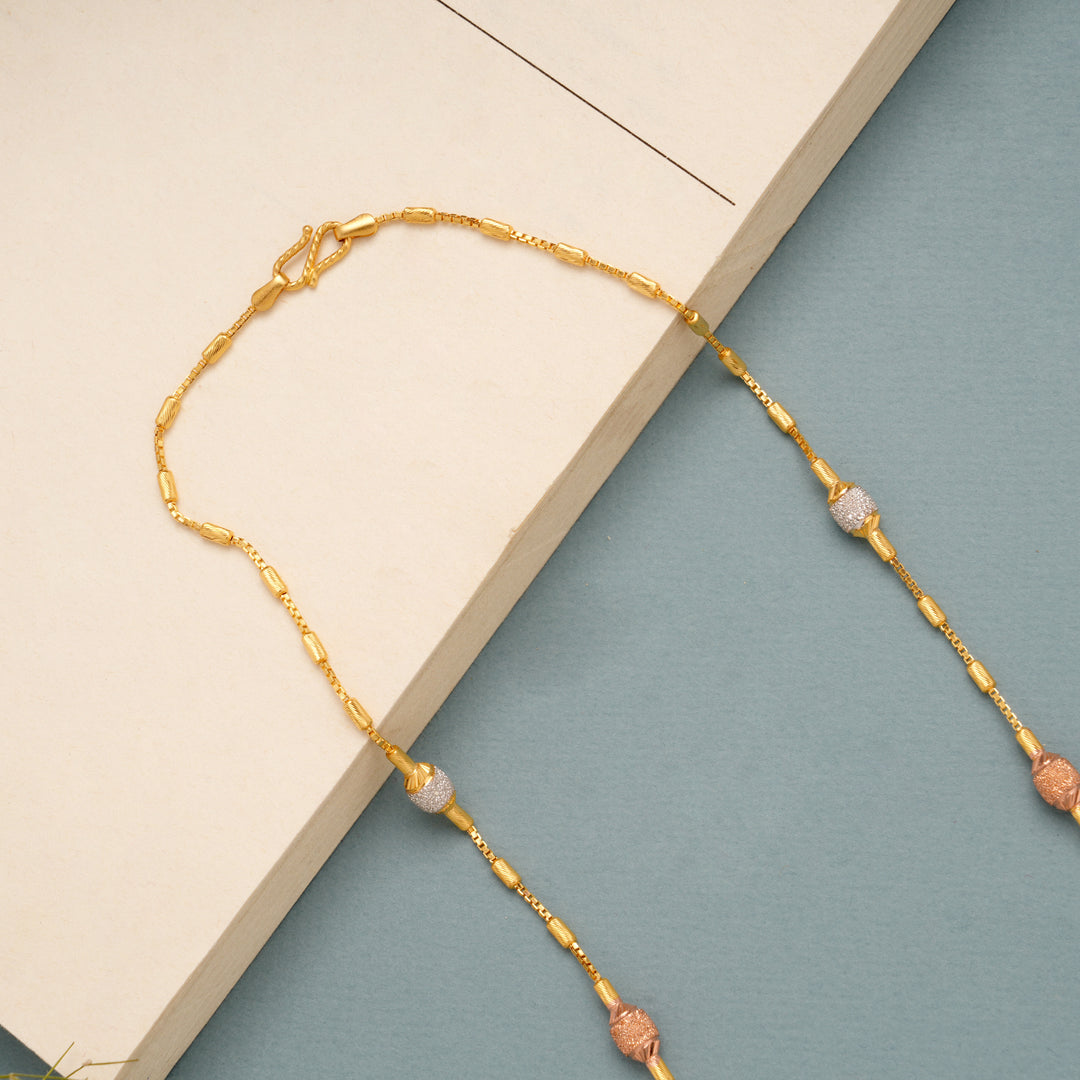 Delicate Dual Tone Ball Bead Gold Chain
