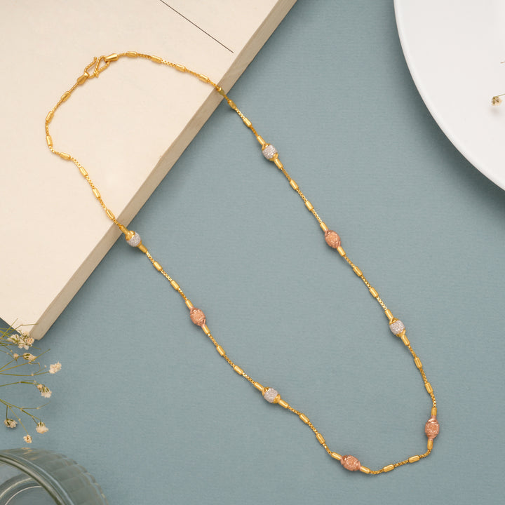 Delicate Dual Tone Ball Bead Gold Chain