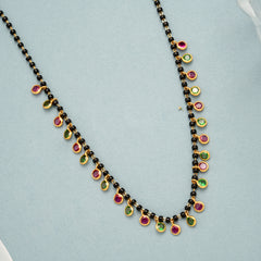 Vintage Style Multi Stone Mangal Sutra Gold Necklace