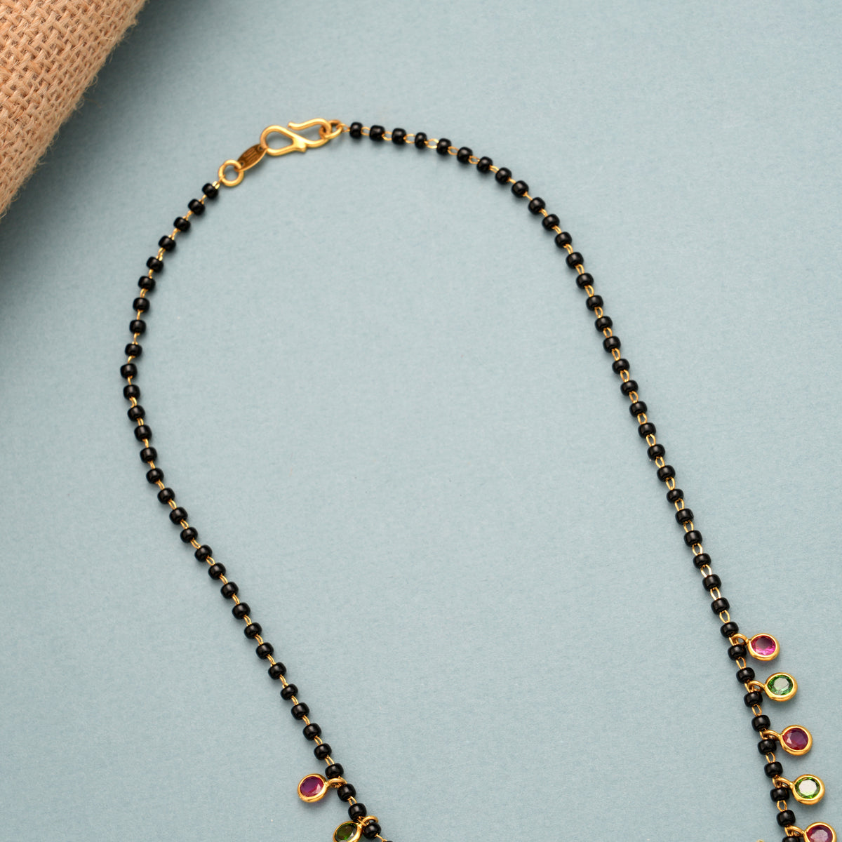 Vintage Style Multi Stone Mangal Sutra Gold Necklace