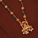 Swing Lakshmi Pendant with Emerald Gold Necklace