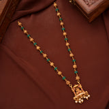 Swing Lakshmi Pendant with Emerald Gold Necklace