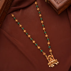 Swing Lakshmi Pendant with Emerald Gold Necklace