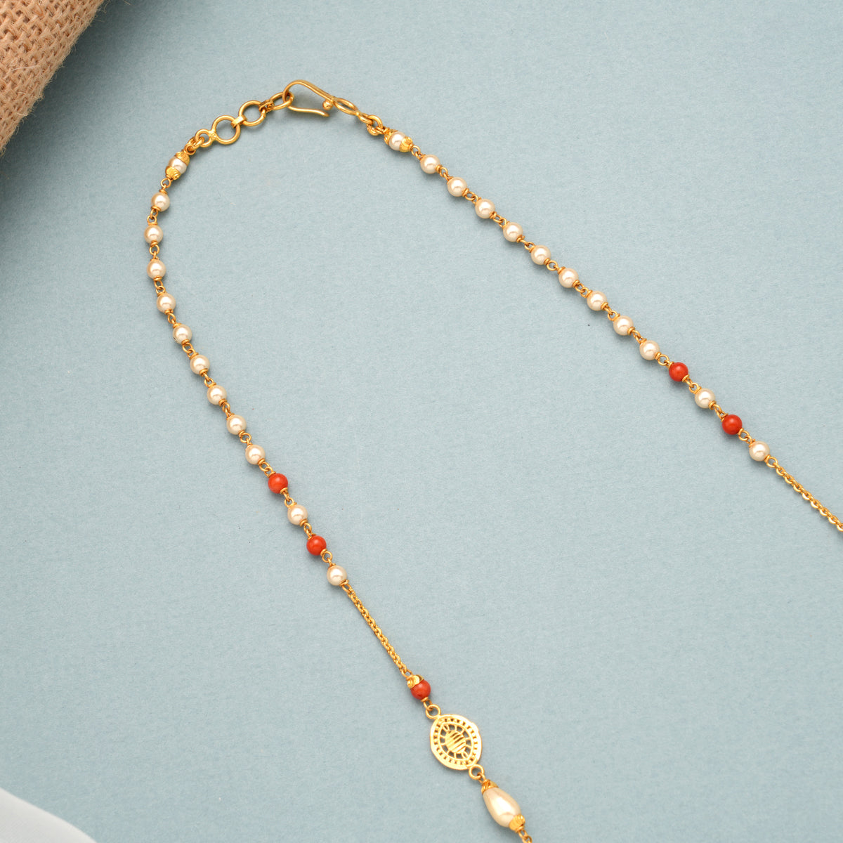 Elegant Coral Pearl Necklace Malai