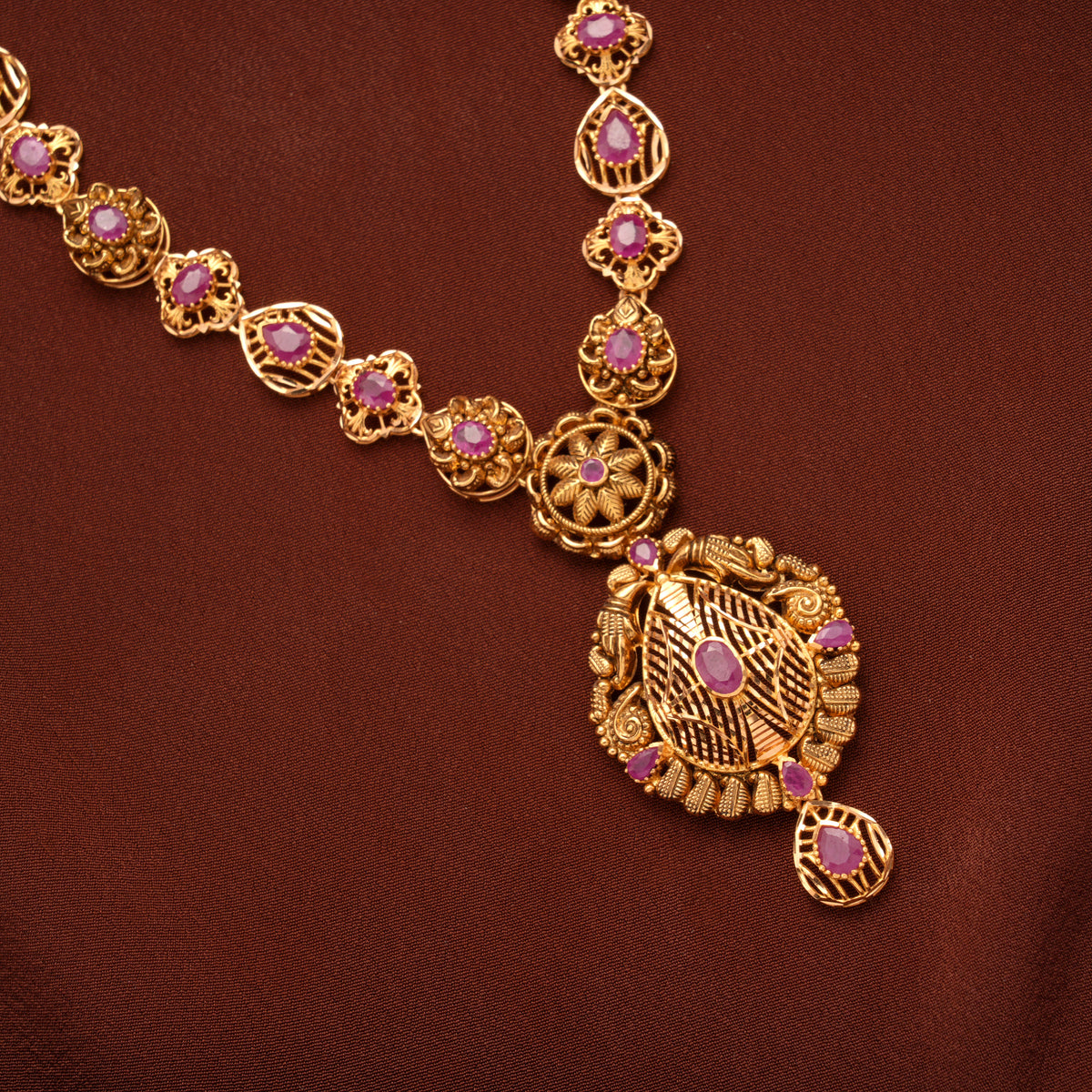 Traditional Turkish Ruby Gold Necklace
