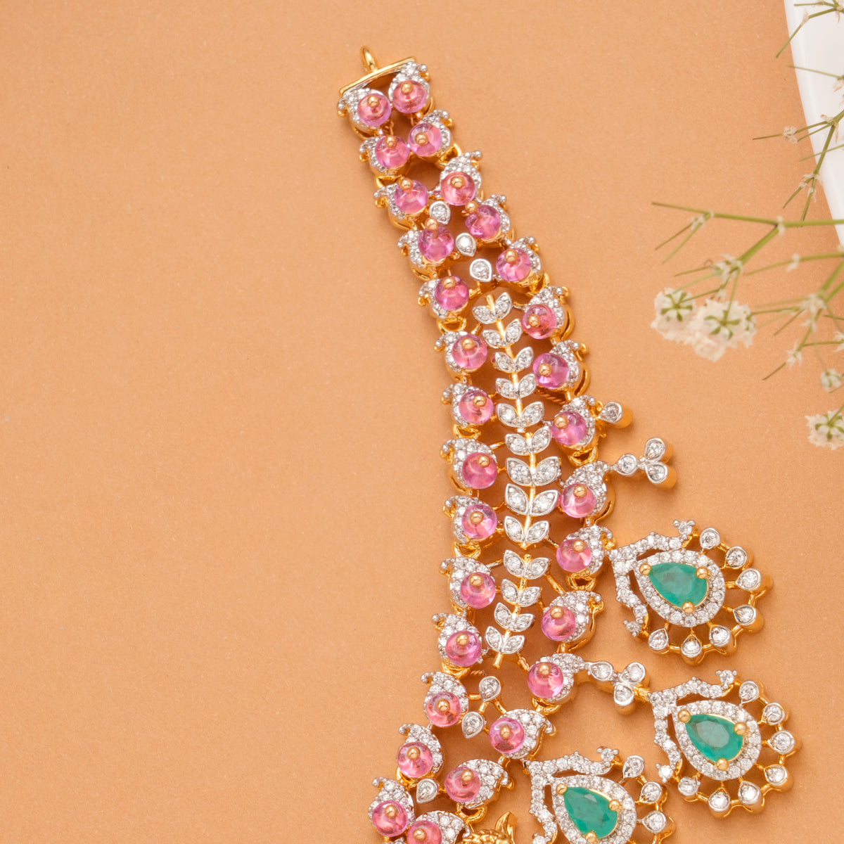 Luxury Peacock Design Golden Necklace Set