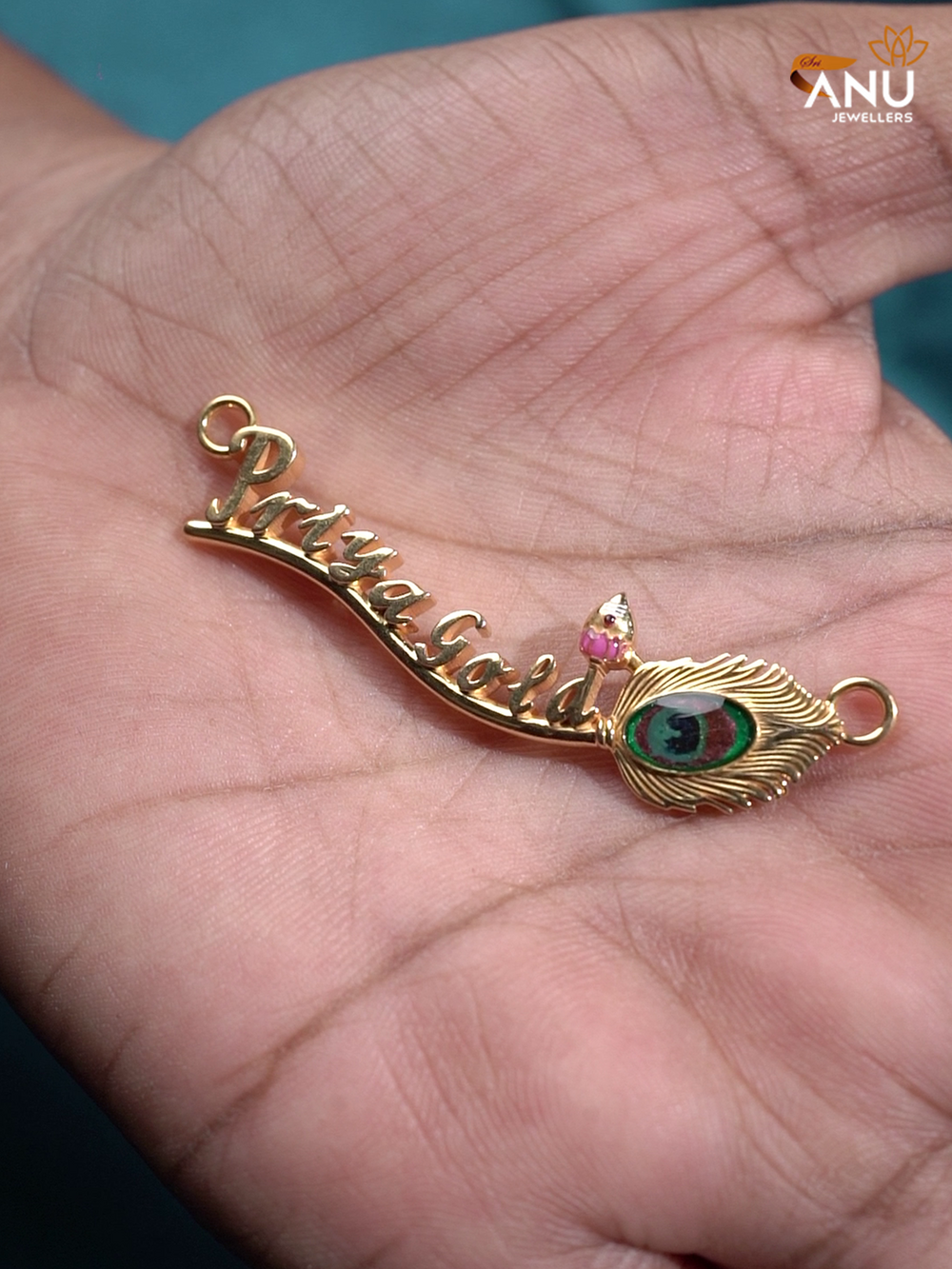 Peacock Feather Personalized Name Pendant