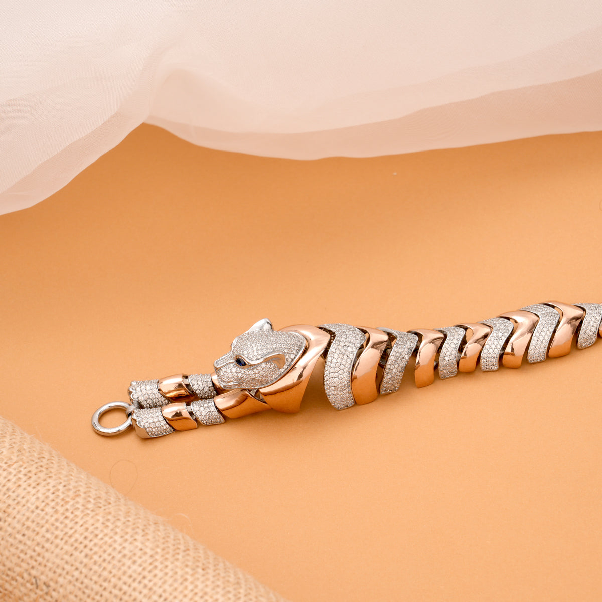 Royal Panther Silver Rose Gold Bracelet