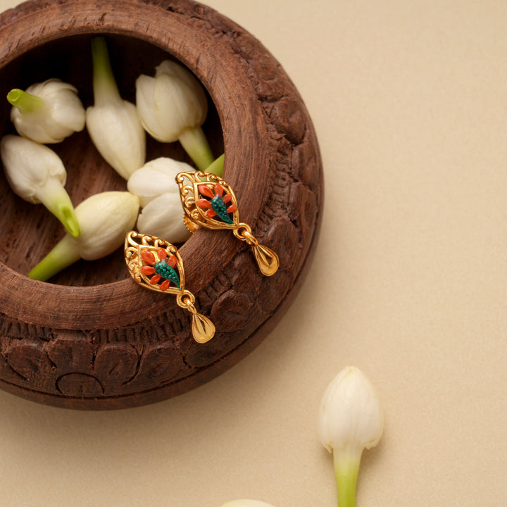 Divine Lotus Lakshmi Golden Necklace Set