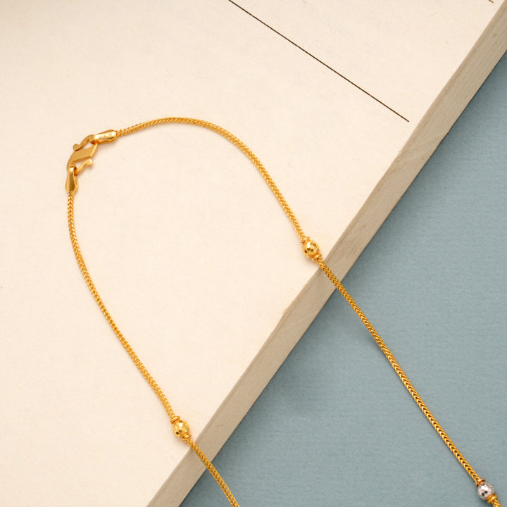 Two Tone Gold Bead Long Design Chain