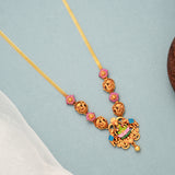 Beautiful Enamel Gajalakshmi Gold Necklace