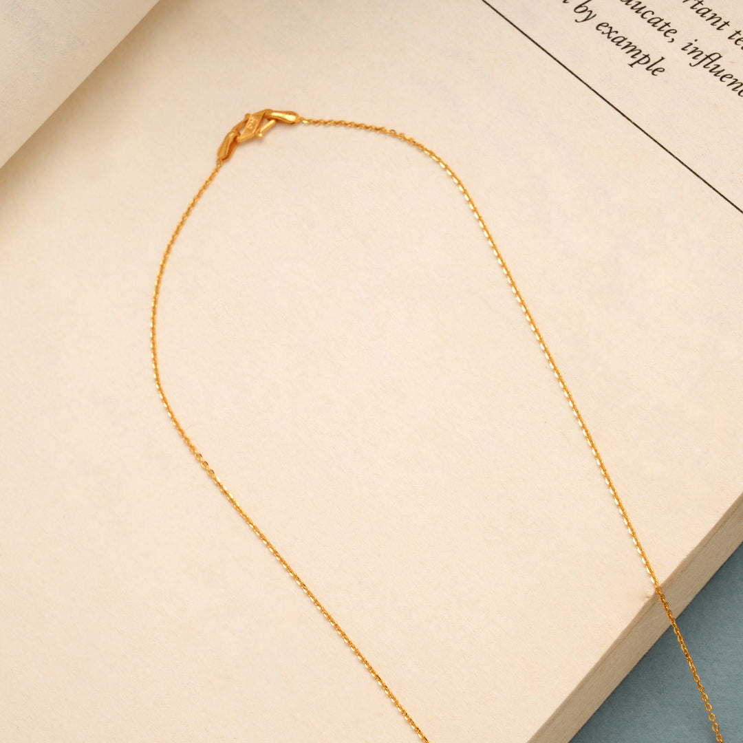 Gold Cable with Dual Tone Rectangular Chain