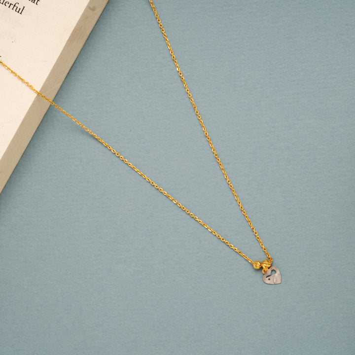 Sleek Two Tone Gold Chain with Tiny Gold Heart