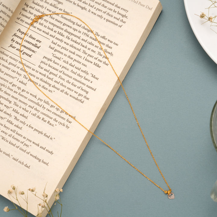 Sleek Two Tone Gold Chain with Tiny Gold Heart