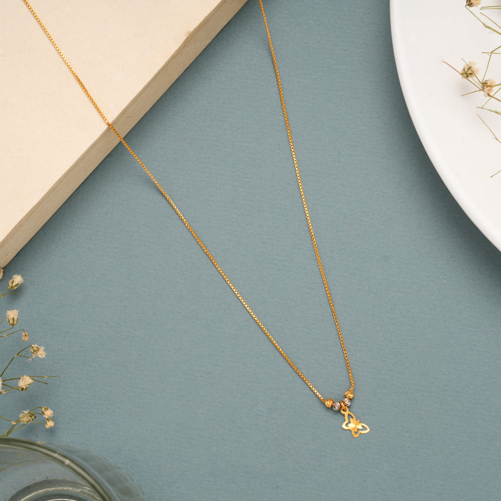 Charm Butterfly Pendant Gold Box Chain