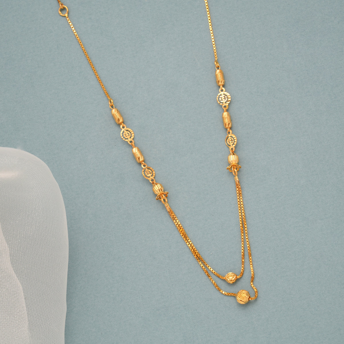 Gold Antique Step Chain Necklace