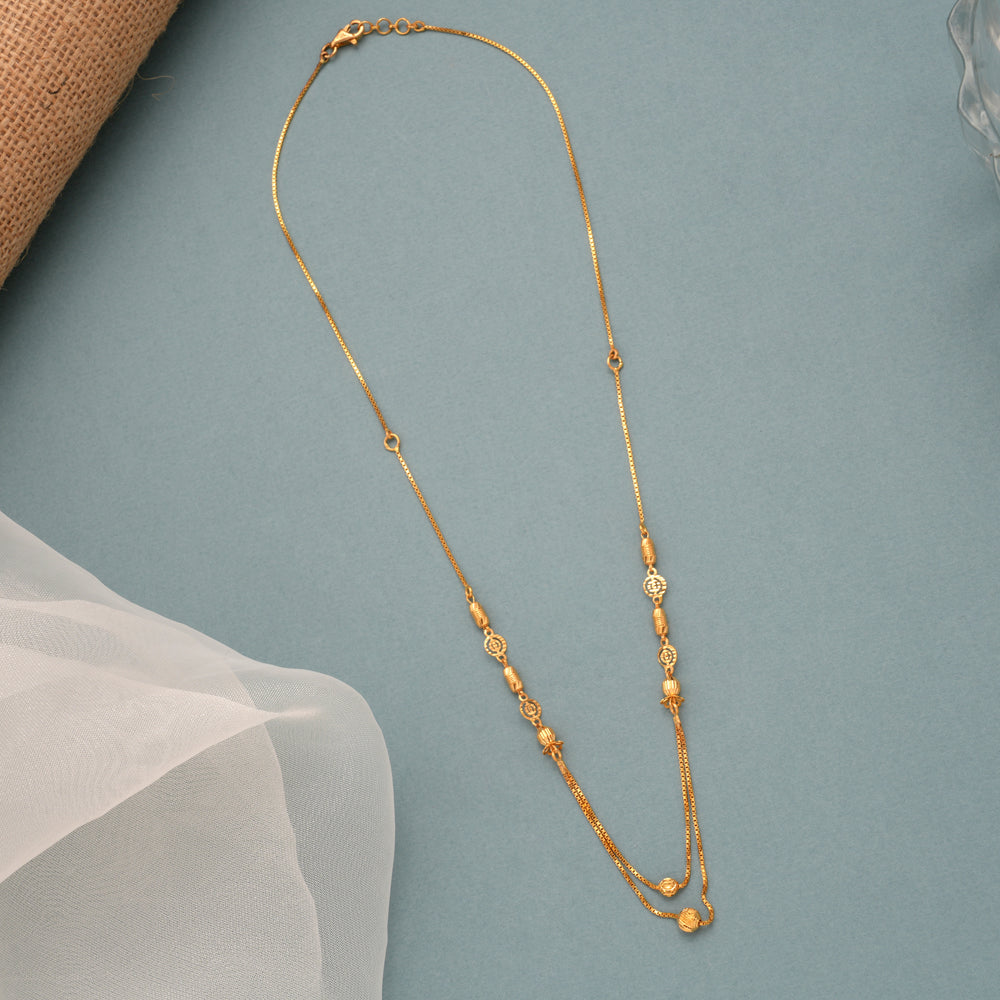 Gold Antique Step Chain Necklace