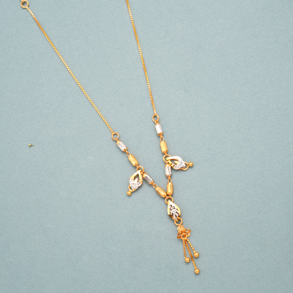 Tri-Tone Flower Gold Necklace
