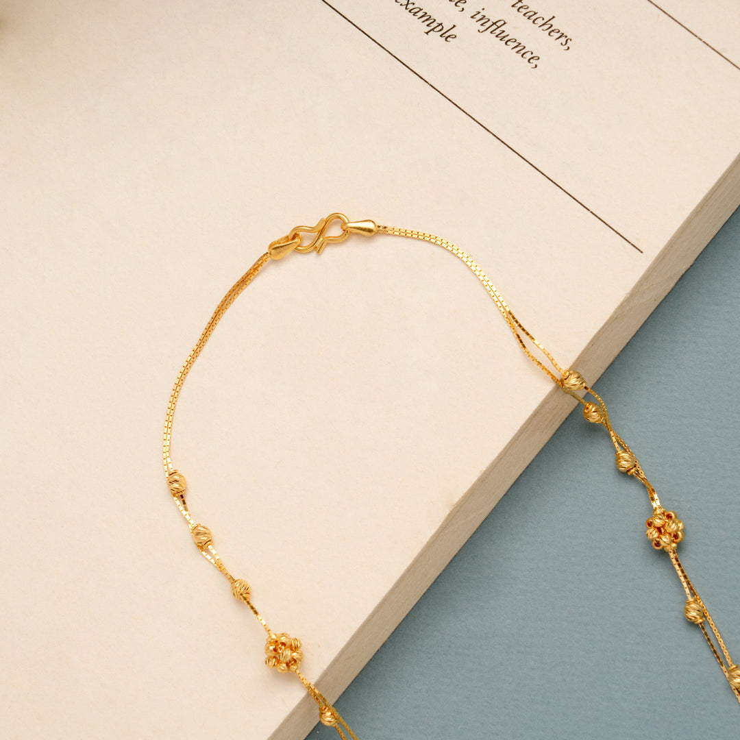 Tiny Papercut Design Gold Ball Chain