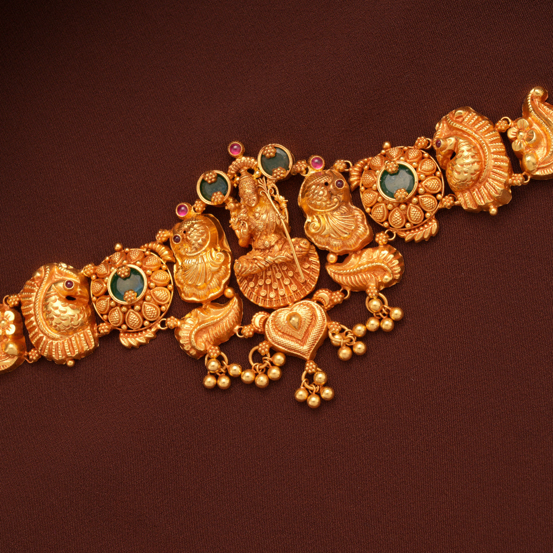 Goddess Kamakshi Amman with Emerald Gold Choker