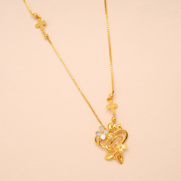 Pretty Bouquet Pendant Gold Necklace