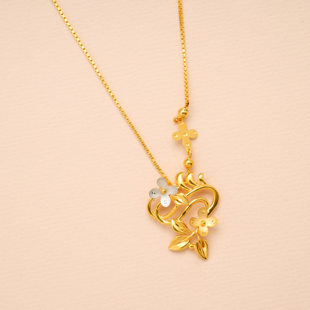 Pretty Bouquet Pendant Gold Necklace