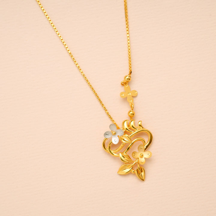 Pretty Bouquet Pendant Gold Necklace