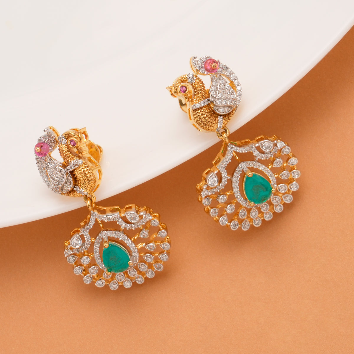 Luxury Peacock Design Golden Necklace Set