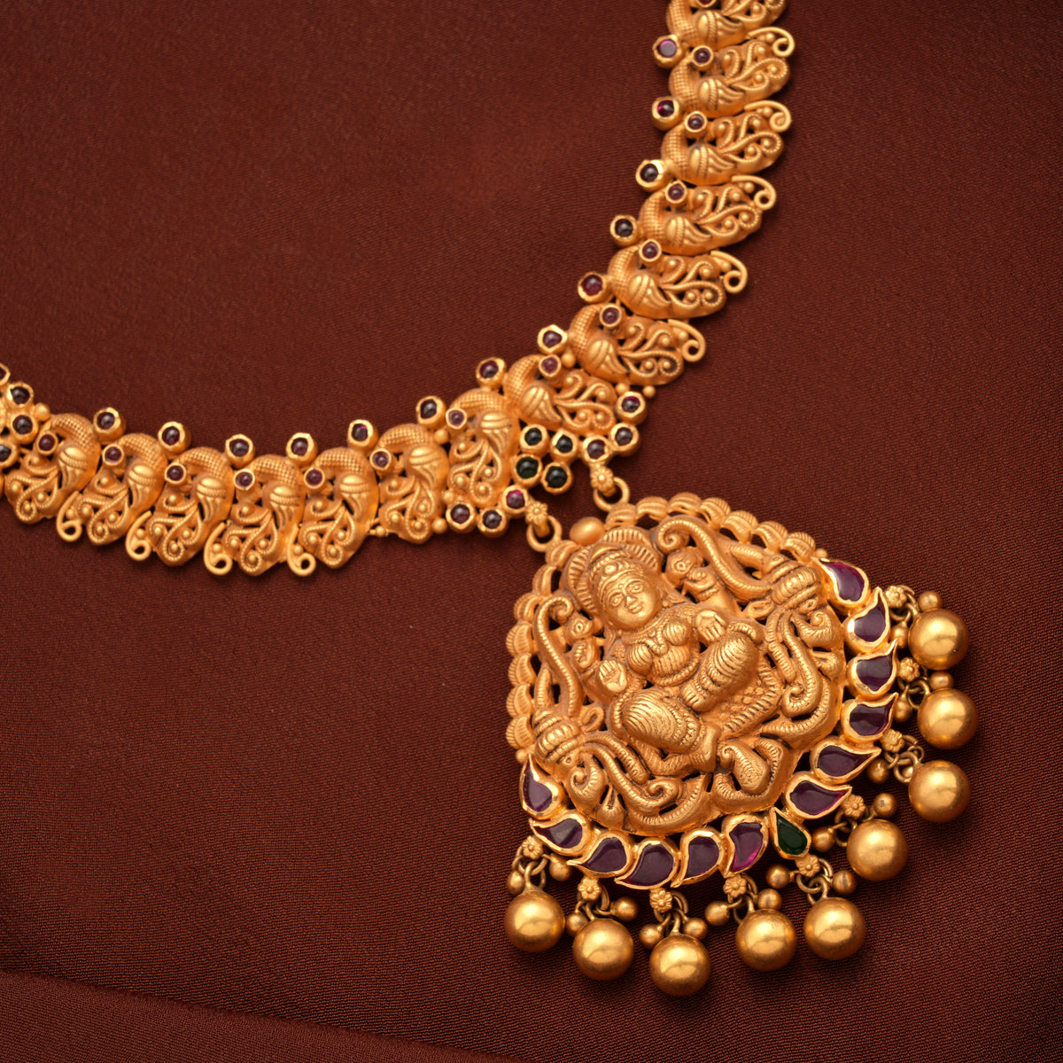 Bridal Nagas Peacock with Lakshmi Gold Necklace