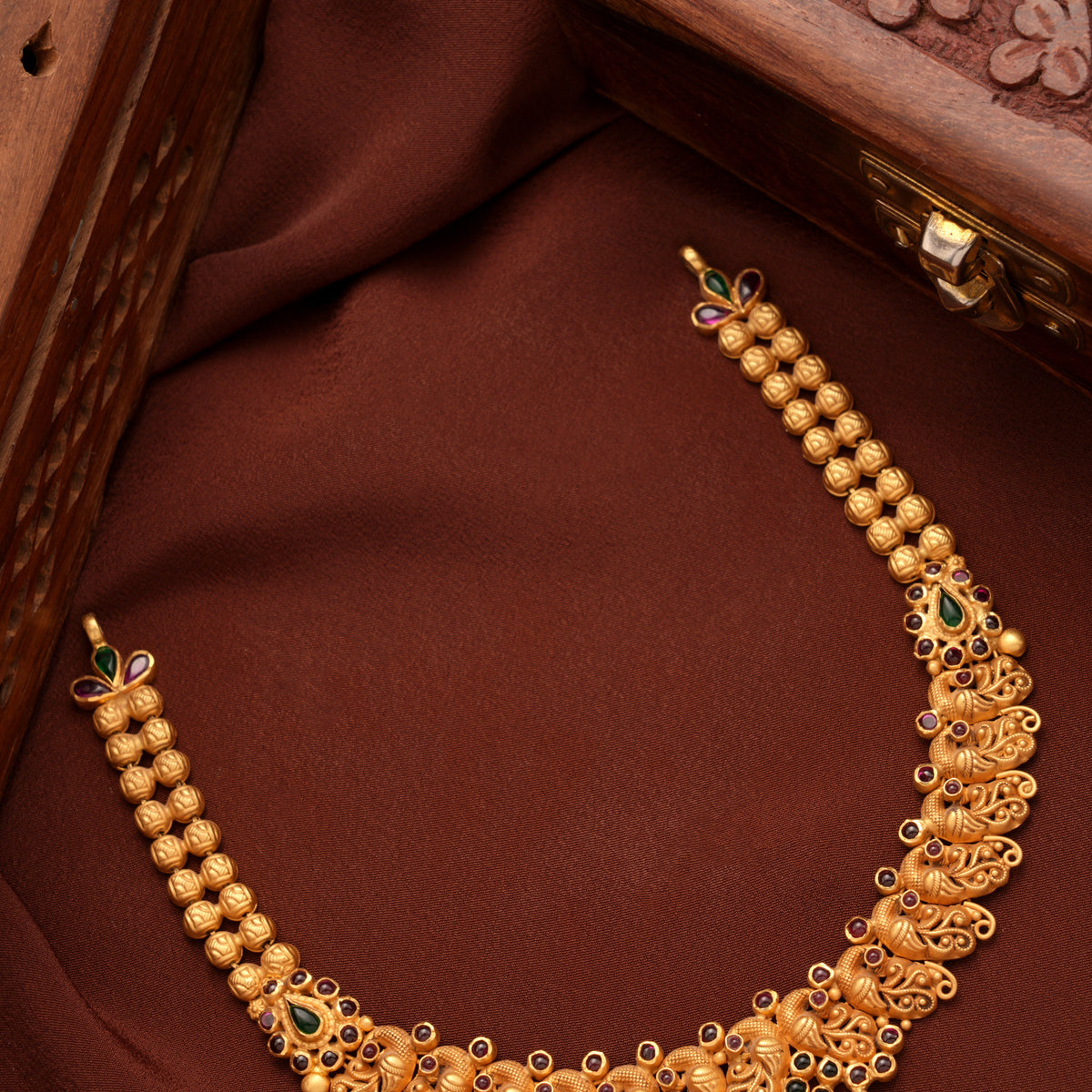 Bridal Nagas Peacock with Lakshmi Gold Necklace