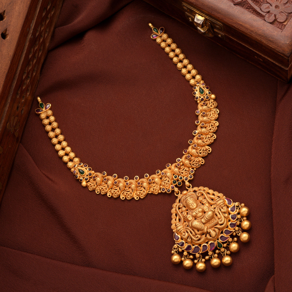 Bridal Nagas Peacock with Lakshmi Gold Necklace