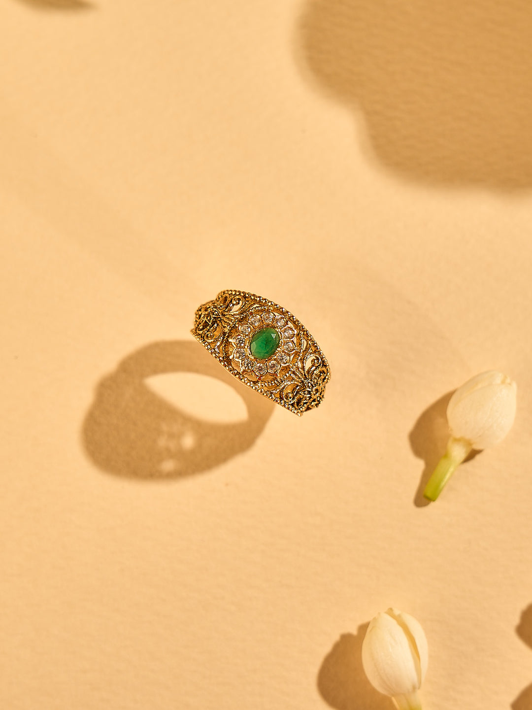 Emerald Stone Kundan Ring