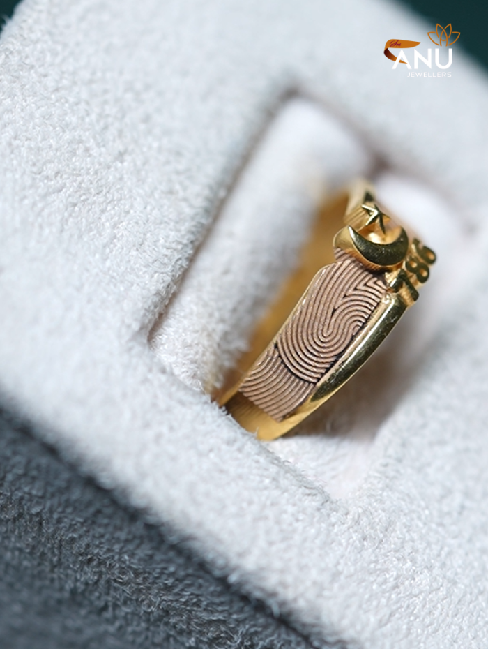 Moonlight & Star Fingerprint Ring