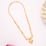 Floral Ruby Stone Golden Necklace Set