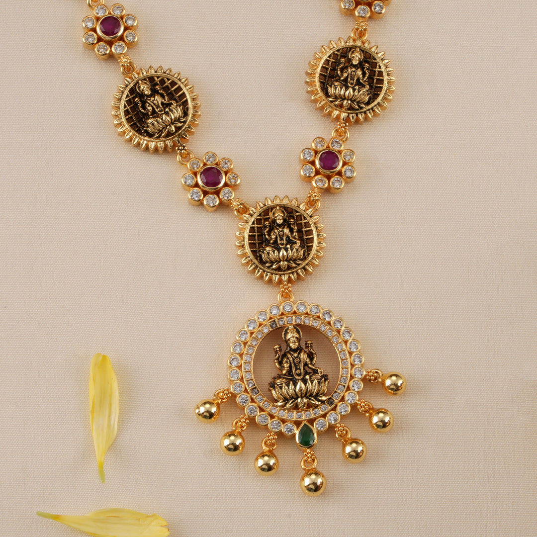 Antique Circle Lakshmi Pendant Necklace