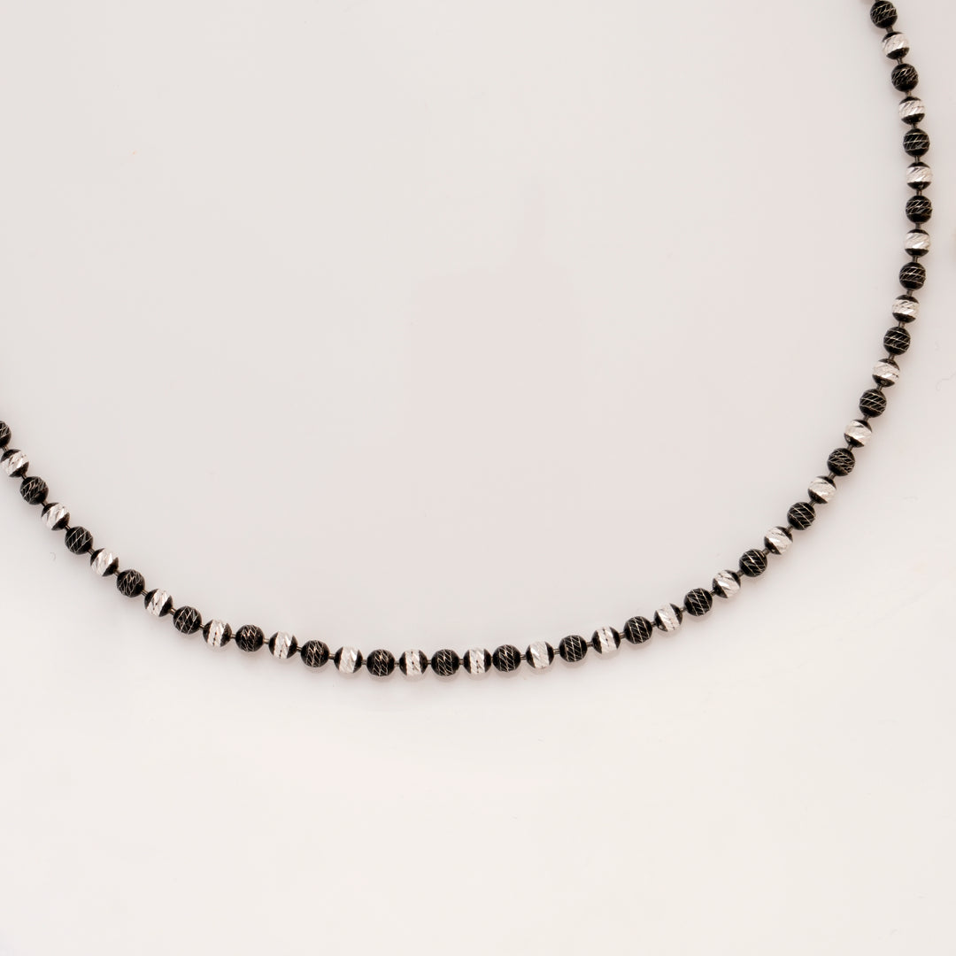 Trendy Black Beads Silver Chain