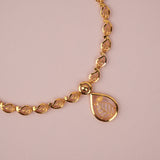 Elegant Tear Drop Casting Design Gold Necklace
