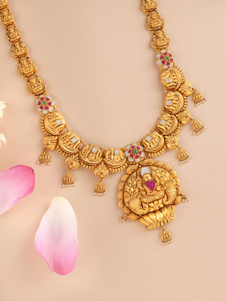 Lakshmi Pendant with Elephant Gold Haram
