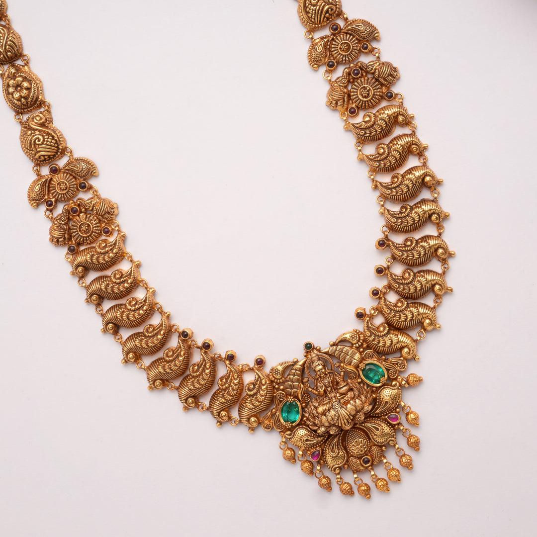 Beautiful Dhana Lakshmi Devi Emerald Golden Haram