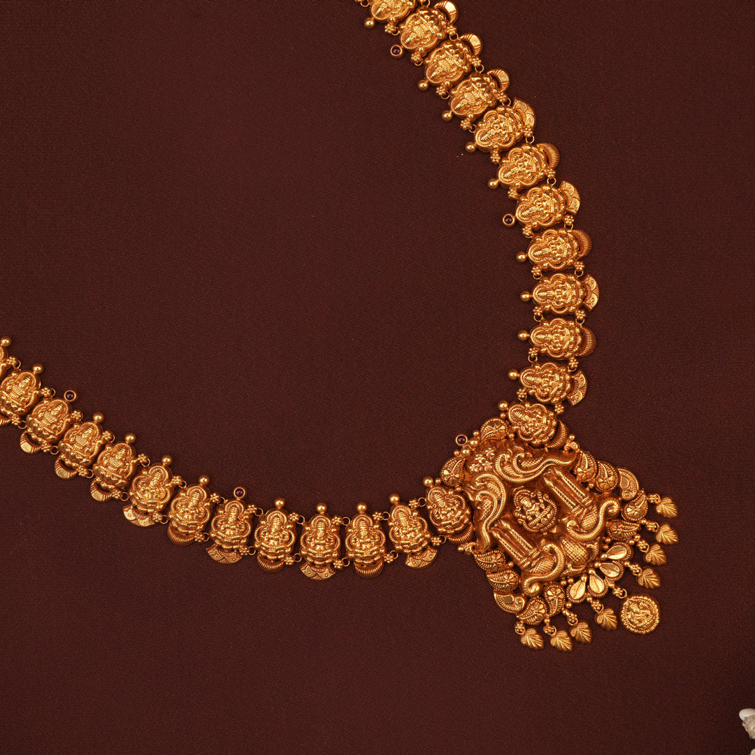 Divine Lakshmi Temple with Gold Drop Haram