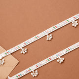 Graceful Enamel Charm Bell Drop Silver Anklet