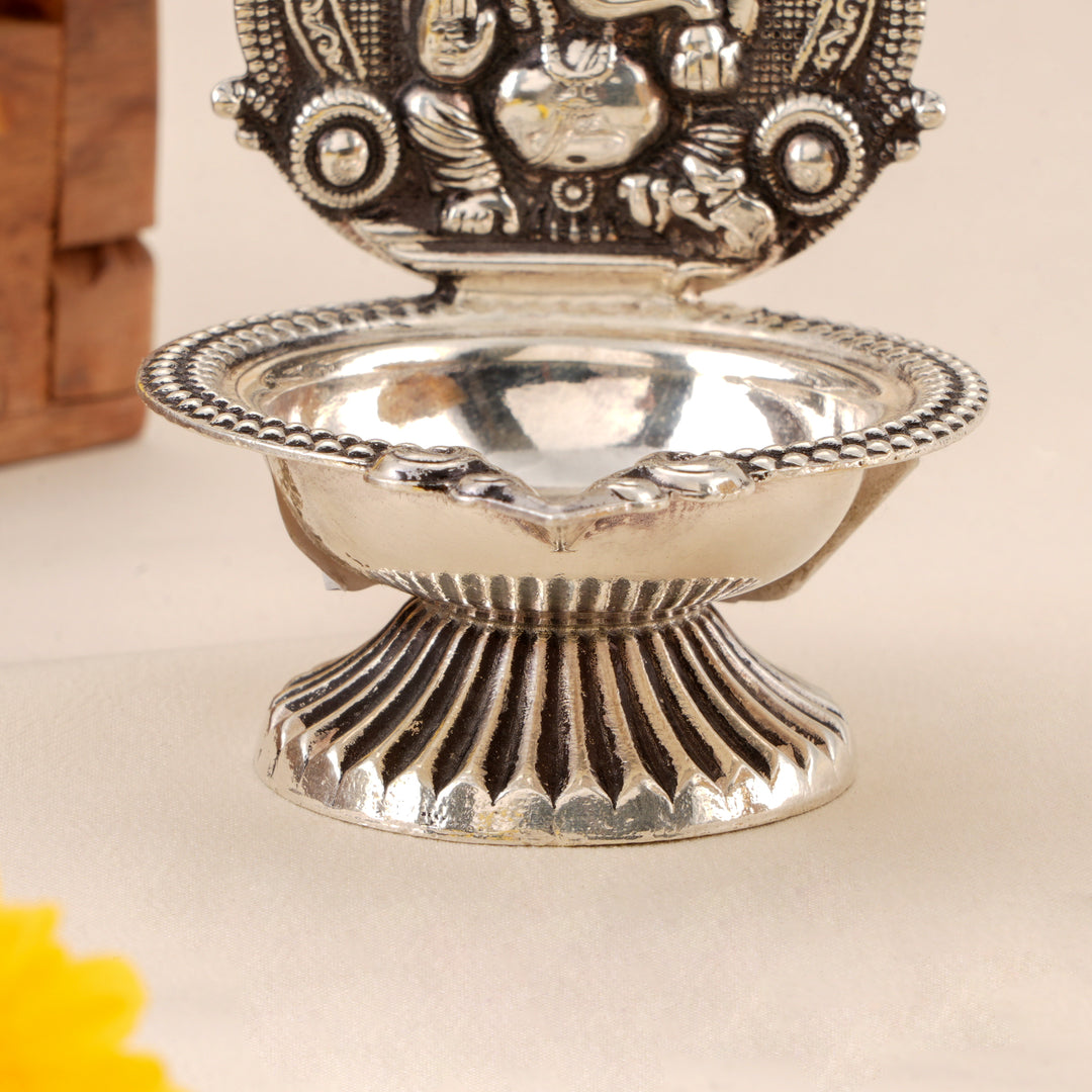 Antique Silver Ganesha Deepam Idol